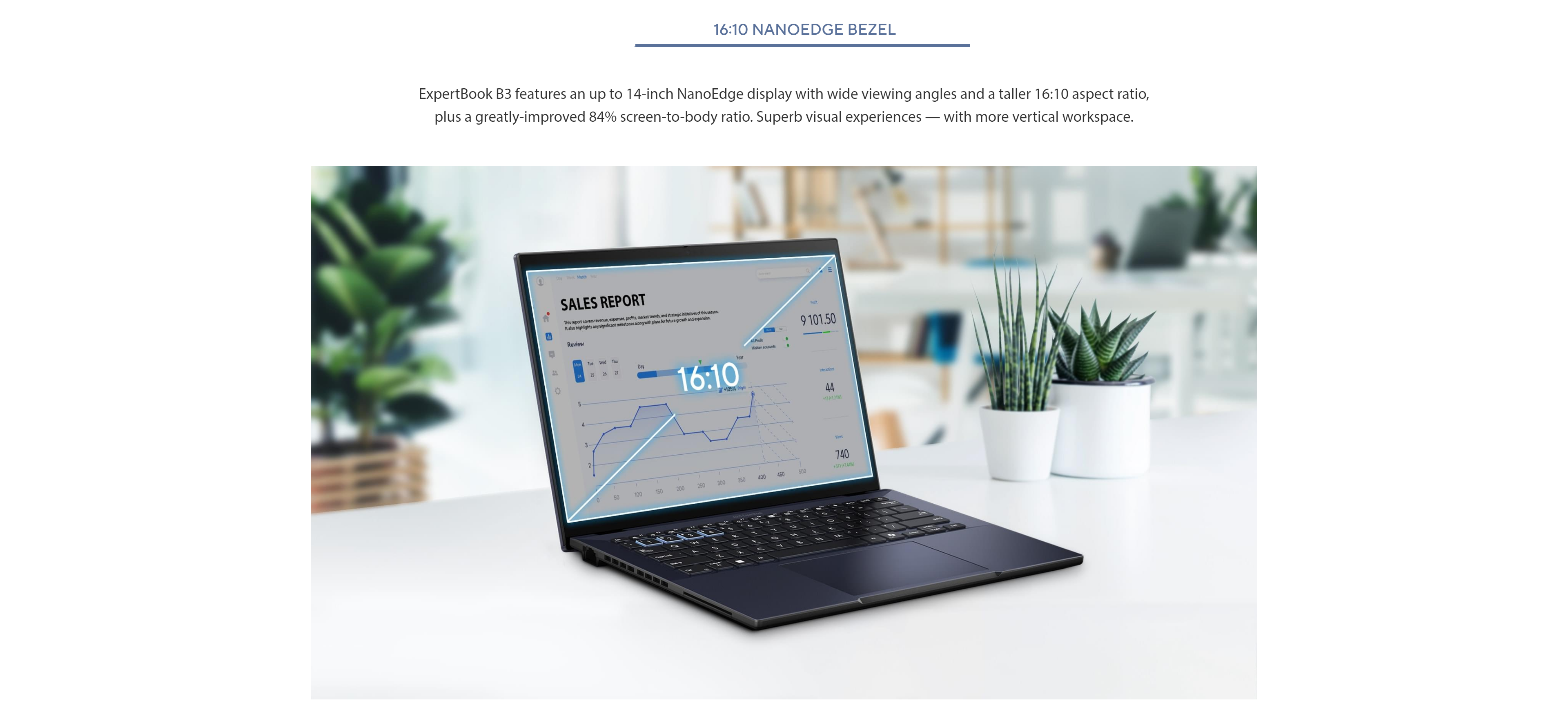 A large marketing image providing additional information about the product ASUS ExpertBook B3 (B3404) - 14" Core 7, 16GB/512GB - Win 11 Pro Business Notebook - Additional alt info not provided